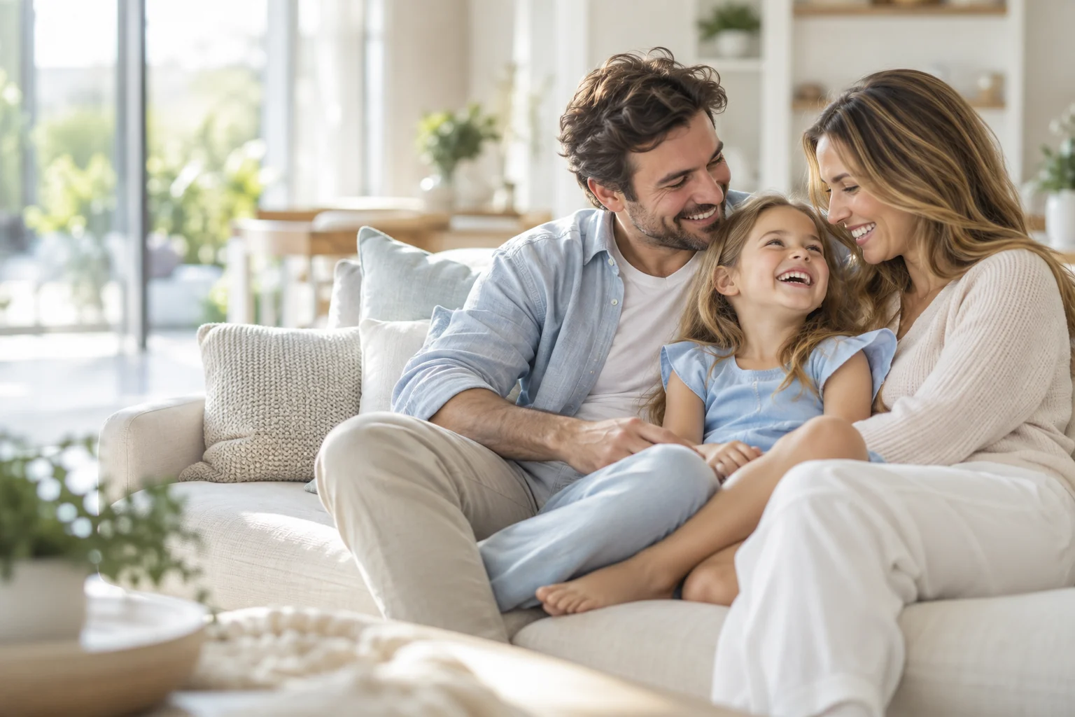 A family enjoying a relaxed moment at home